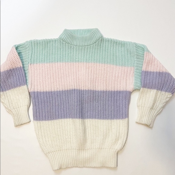 Memphis Jones striped pastel colors sweater size L - Picture 1 of 3